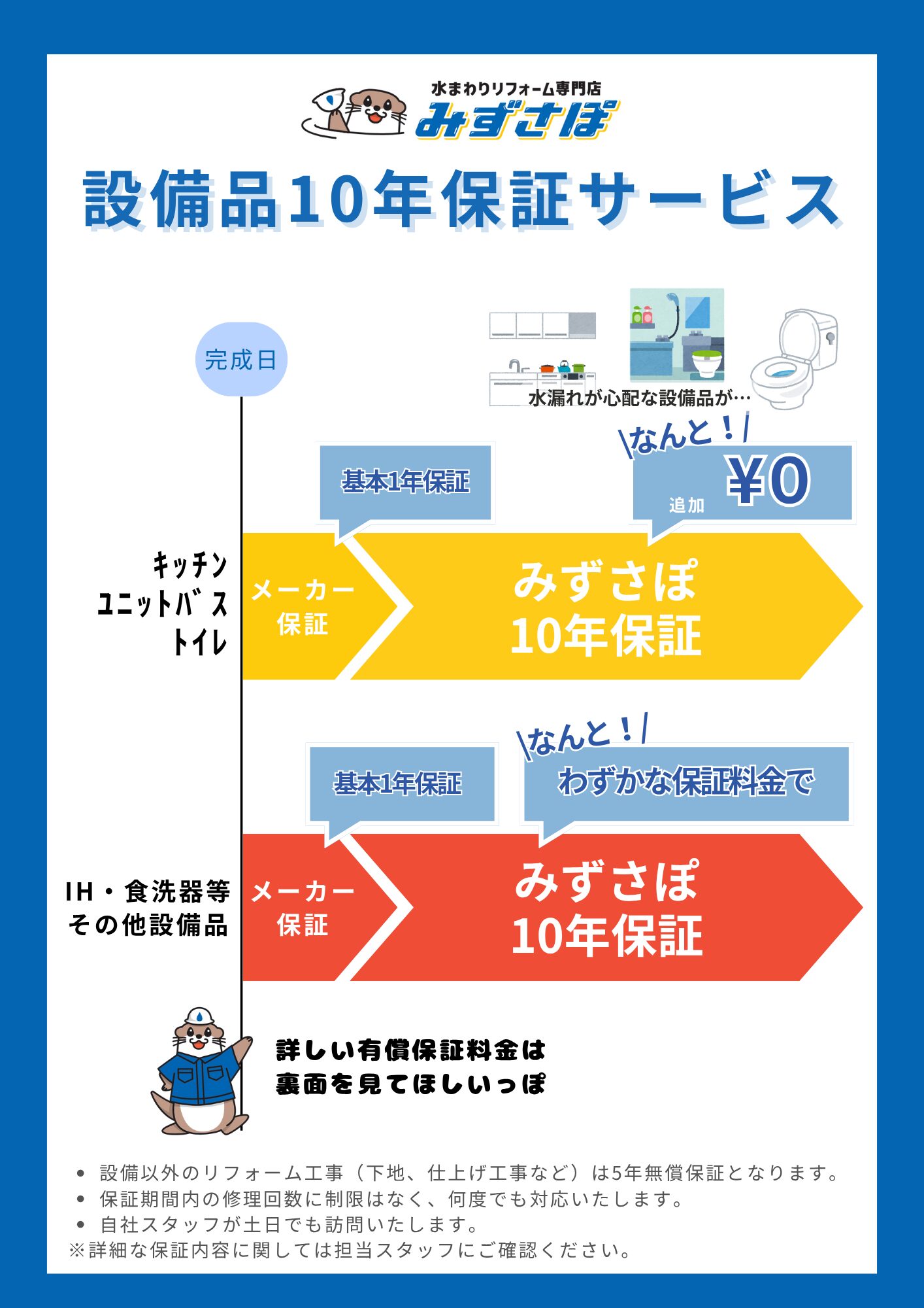 超長くて安心！設備10年保証サービス！
