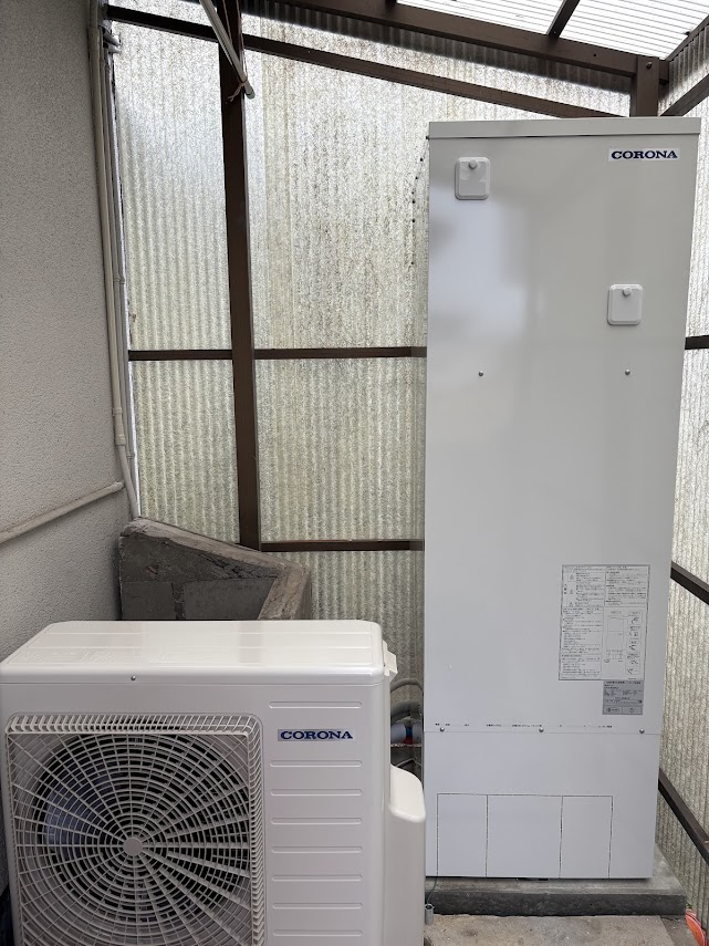 【総社市】水漏れを機にエコキュートへ！浴室換気扇も同時交換